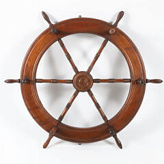 Vintage Turned Wood Ship’s Wheel Hat Rack