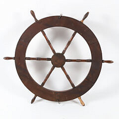 Vintage Turned Wood Ship’s Wheel Hat Rack