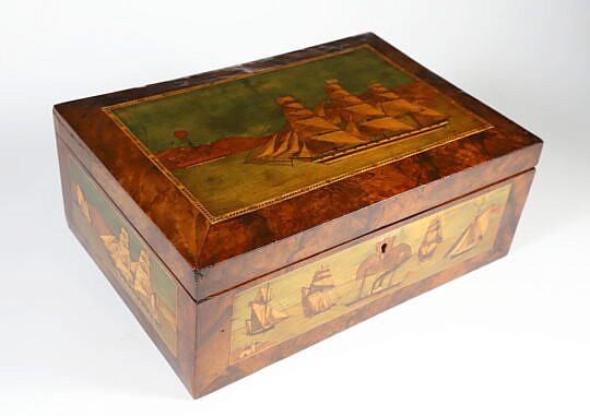 Fine Trinity House Inlaid Sewing Box, 19th Century
