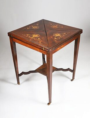 English Inlaid Envelope Game Table 19th Century