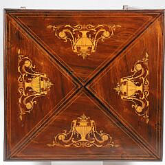 English Inlaid Envelope Games Table, 19th Century
