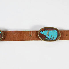 Vintage Native American Turquoise Bear Concho Belt