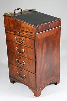 English Mahogany and Bronze Mounted Davenport 19th Century