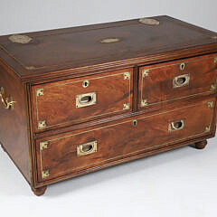 Brass Mounted Campaign Style Low Chest, 20th Century
