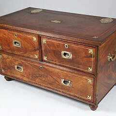 Brass Mounted Campaign Style Low Chest, 20th Century