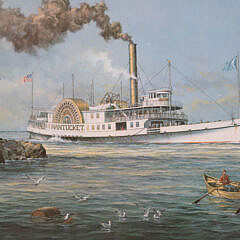 Paul McGehee Limited Edition Lithograph Titled “Nantucket the Sidewheel Steamboat Nantucket Passing Brant Point Lighthouse in 1908”
