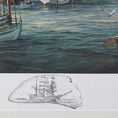 Paul McGehee Limited Edition Lithograph Titled “Nantucket the Sidewheel Steamboat Nantucket Passing Brant Point Lighthouse in 1908”