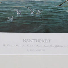 Paul McGehee Limited Edition Lithograph Titled “Nantucket the Sidewheel Steamboat Nantucket Passing Brant Point Lighthouse in 1908”