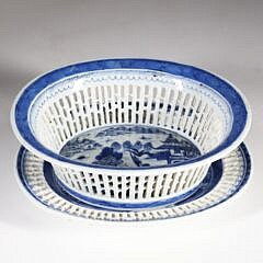 Canton Fruit Basket and Underplate 19th Century 