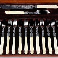 Fine Boxed 26 Piece Luncheon Flatware Set, 19th Century