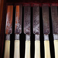 Fine Boxed 26 Piece Luncheon Flatware Set, 19th Century