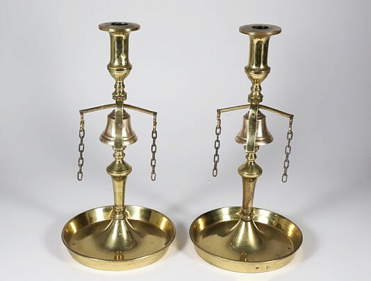 Pair of English Brass Tavern Sticks 19th Century 