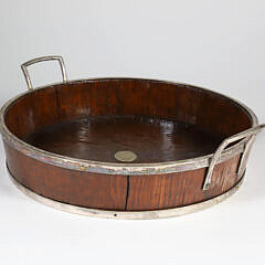 English Oak and Silver Plated Serving Dish 19th Century