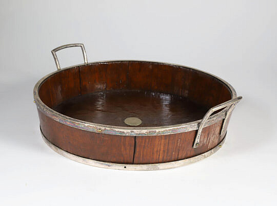 English Oak and Silver Plated Serving Dish 19th Century