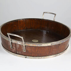 English Oak and Silver Plated Serving Tray, 19th Century