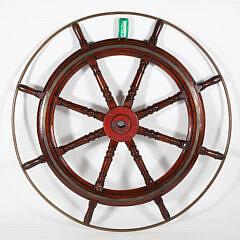 Brass and Wood Yacht Wheel, 19th Century with Iron Hub