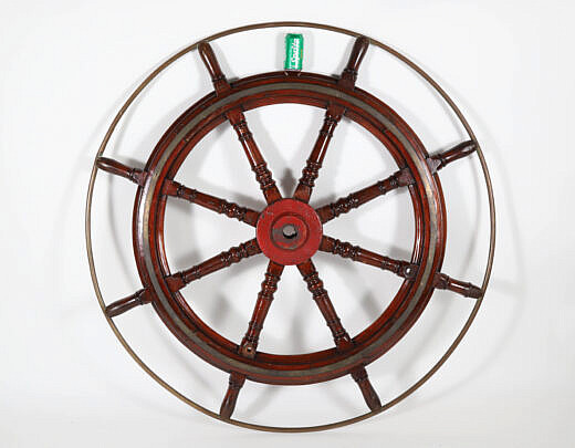 Brass and Wood Yacht Wheel, 19th Century with Iron Hub