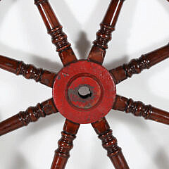 Eight Spoke Teak and Brass and Yacht Wheel with Iron Hub, 19th Century