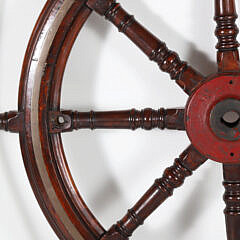 Eight Spoke Teak and Brass and Yacht Wheel with Iron Hub, 19th Century