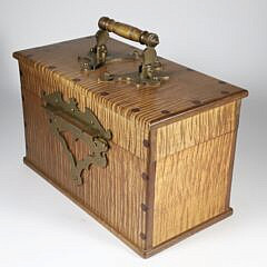 Contemporary Cabinet Shop Made Vibrant Tiger Maple and Bronze Box