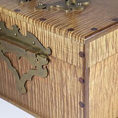 Contemporary Cabinet Shop Made Vibrant Tiger Maple and Bronze Box