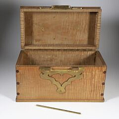 Contemporary Cabinet Shop Made Vibrant Tiger Maple and Bronze Box