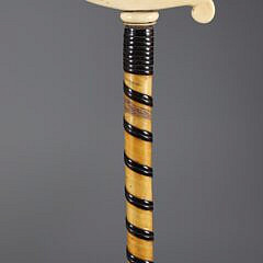 Fine Whaleman Made Baleen Wrapped Cane, mid 19th Century