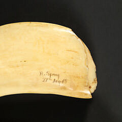 Robert Spring Polychrome Scrimshaw Whale Tooth “The Confederate Raider Shenandoah”, circa 1969