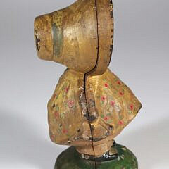 Vintage Painted Cast Iron Bonnet Girl Doorstop