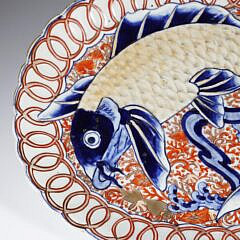 Antique Imari Porcelain Oval Fish Platter, 19th Century