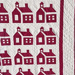 Vintage Red School House Patchwork Quilt