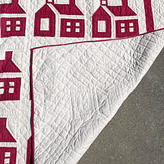 Vintage Red School House Patchwork Quilt