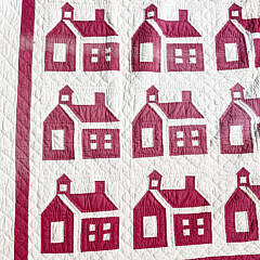 Vintage Red School House Patchwork Quilt