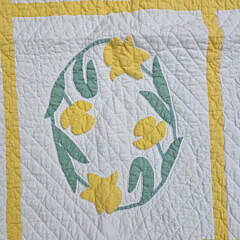 Vintage Daffodil Patchwork Quilt, circa 1930s