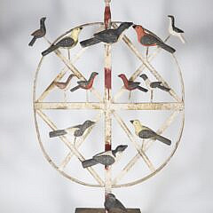 Contemporary Metal Painted Bird Wheel
