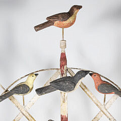 Contemporary Painted Metal Song Bird Wheel