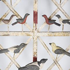 Contemporary Painted Metal Song Bird Wheel