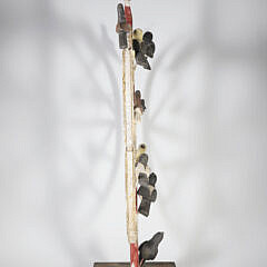 Contemporary Painted Metal Song Bird Wheel