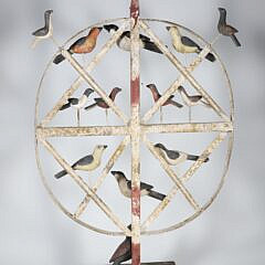 Contemporary Painted Metal Song Bird Wheel