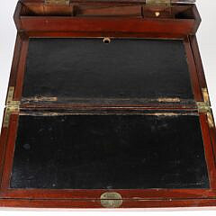 Elaborate Brass Bound British Regency Mahogany Traveling Desk Box, 19th Century