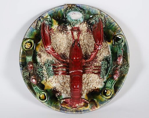 Antique Majolica Lobster Plate