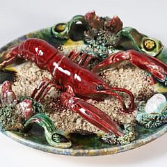Antique Majolica Palissy Lobster Plate
