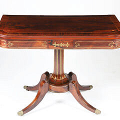British Regency Brass Inlaid Games Table, 19th Century 