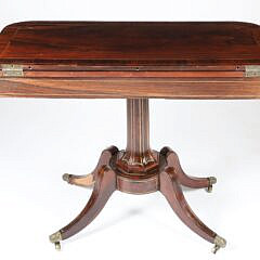 British Regency Brass Inlaid Exotic Wood Games Table, 19th Century