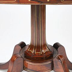 British Regency Brass Inlaid Exotic Wood Games Table, 19th Century