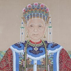 Fine Chinese Watercolor / Gouache Ancestral “Portrait of an Empress”