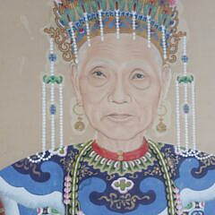 Fine Chinese Watercolor / Gouache Ancestral “Portrait of an Empress”