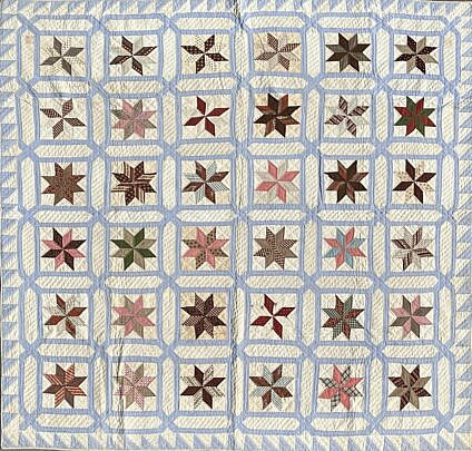 Vintage Calico "Puritan Star" Patchwork Quilt, Circa 1920s
