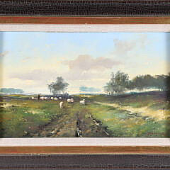Frederikus Johannes Frauenfelder Oil on Mahogany Panel "Sheep Herder"