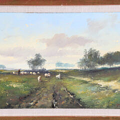 Frederikus Johannes Frauenfelder Oil on Mahogany Panel “Sheep Herder”